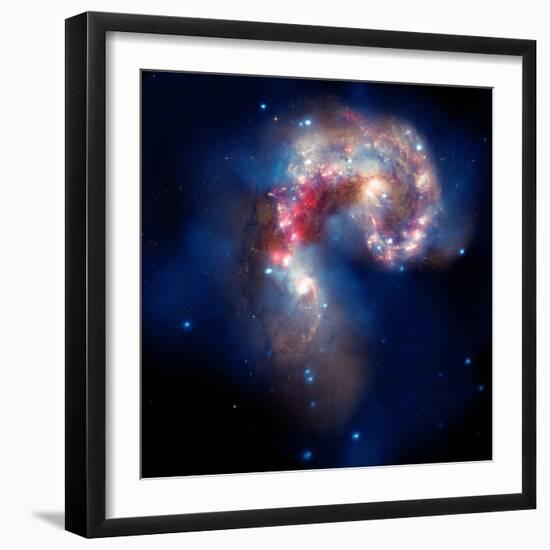 Composite Image of Antennae Galaxies - Interstellar Gas with Elements from Supernova Explosions-null-Framed Photographic Print