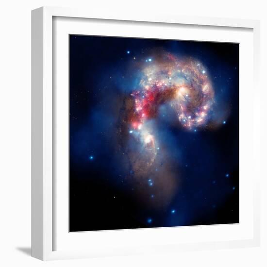 Composite Image of Antennae Galaxies - Interstellar Gas with Elements from Supernova Explosions-null-Framed Photographic Print