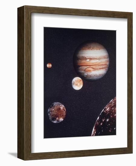 Composite Image of Jupiter & Four of Its Moons-null-Framed Premium Photographic Print