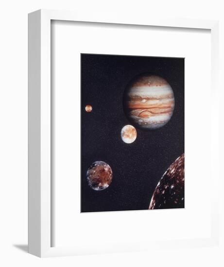 Composite Image of Jupiter & Four of Its Moons-null-Framed Premium Photographic Print