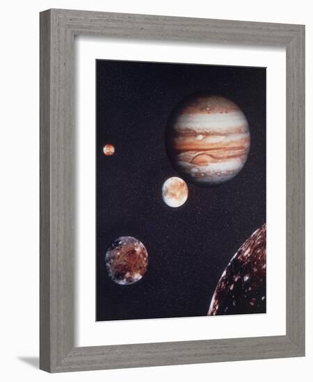 Composite Image of Jupiter & Four of Its Moons-null-Framed Photographic Print