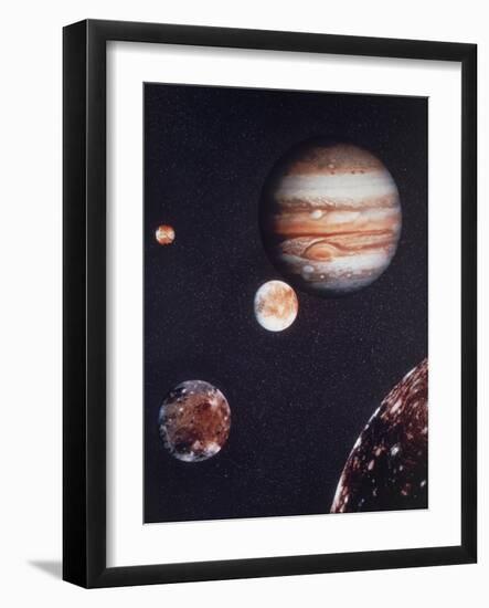 Composite Image of Jupiter & Four of Its Moons-null-Framed Photographic Print