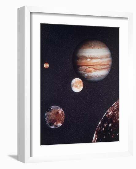 Composite Image of Jupiter & Four of Its Moons-null-Framed Photographic Print