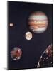 Composite Image of Jupiter & Four of Its Moons-null-Mounted Photographic Print