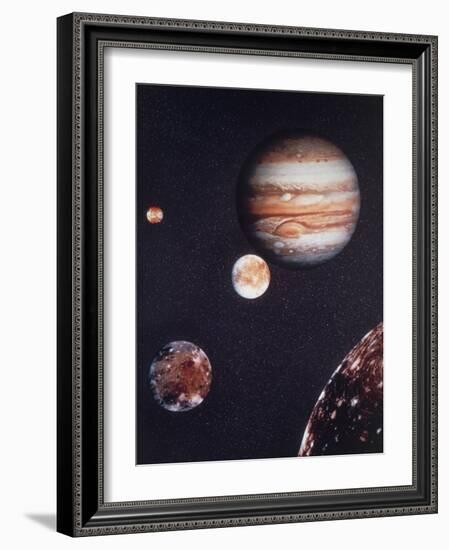 Composite Image of Jupiter & Four of Its Moons-null-Framed Photographic Print