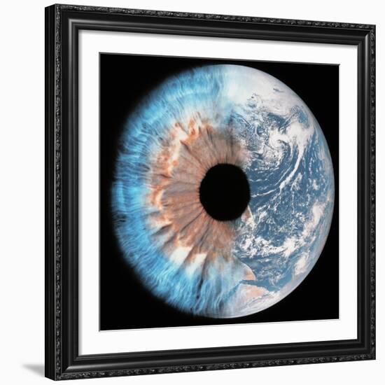 Composite Image of the Earth And a Human-David Parker-Framed Photographic Print