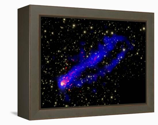 Composite Image, Two Tails Stretching Behind a Galaxy as it Travels Through a Galaxy Cluster-null-Framed Premier Image Canvas