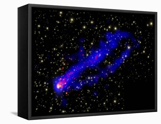 Composite Image, Two Tails Stretching Behind a Galaxy as it Travels Through a Galaxy Cluster-null-Framed Premier Image Canvas