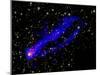 Composite Image, Two Tails Stretching Behind a Galaxy as it Travels Through a Galaxy Cluster-null-Mounted Photographic Print