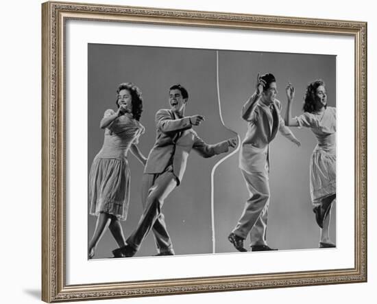 Composite: Kaye Popp and Stanley Catron Demonstrating Steps of the Lindy Hop-Gjon Mili-Framed Premium Photographic Print