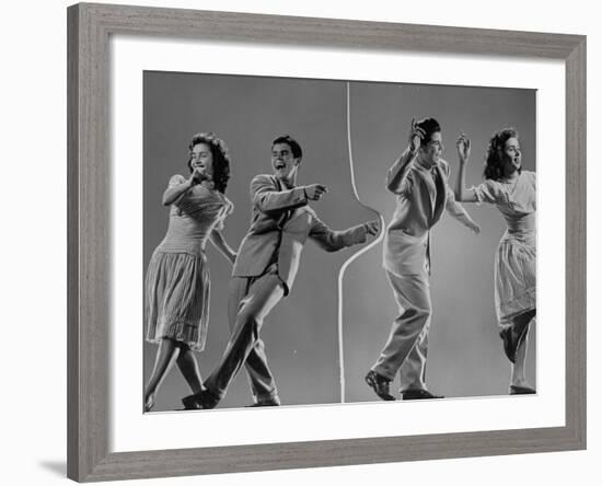 Composite: Kaye Popp and Stanley Catron Demonstrating Steps of the Lindy Hop-Gjon Mili-Framed Premium Photographic Print