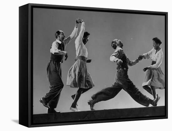 Composite: Leon James and Willa Mae Ricker Demonstrating Steps of the Lindy Hop-Gjon Mili-Framed Premier Image Canvas