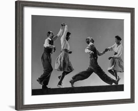 Composite: Leon James and Willa Mae Ricker Demonstrating Steps of the Lindy Hop-Gjon Mili-Framed Premium Photographic Print