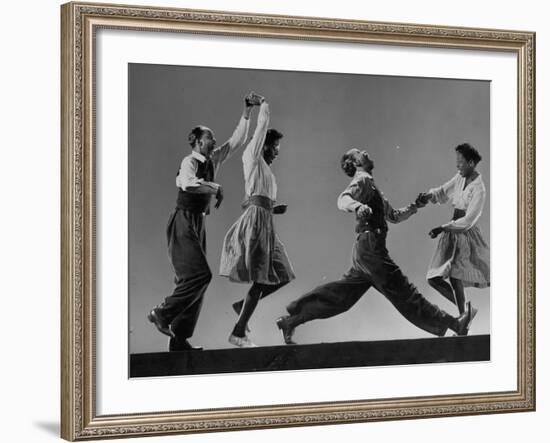 Composite: Leon James and Willa Mae Ricker Demonstrating Steps of the Lindy Hop-Gjon Mili-Framed Premium Photographic Print