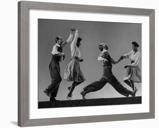 Composite: Leon James and Willa Mae Ricker Demonstrating Steps of the Lindy Hop-Gjon Mili-Framed Premium Photographic Print