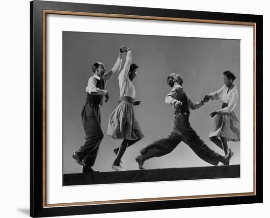 Composite: Leon James and Willa Mae Ricker Demonstrating Steps of the Lindy Hop-Gjon Mili-Framed Premium Photographic Print