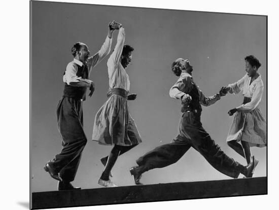 Composite: Leon James and Willa Mae Ricker Demonstrating Steps of the Lindy Hop-Gjon Mili-Mounted Premium Photographic Print