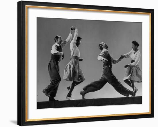 Composite: Leon James and Willa Mae Ricker Demonstrating Steps of the Lindy Hop-Gjon Mili-Framed Premium Photographic Print