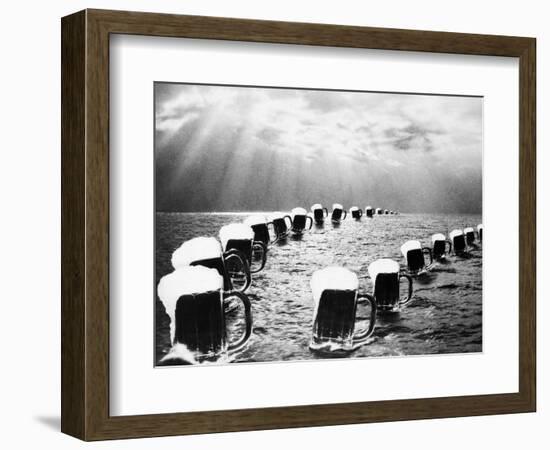 Composite Photograph Mugs of Beer on Ocean as Seen in Bally Hoo Magazine-null-Framed Photographic Print