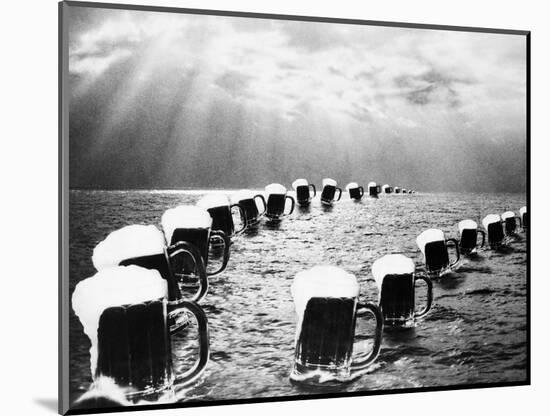Composite Photograph Mugs of Beer on Ocean as Seen in Bally Hoo Magazine-null-Mounted Photographic Print