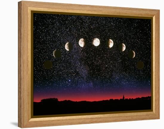 Composite Time-lapse Image of the Lunar Phases-John Sanford-Framed Premier Image Canvas