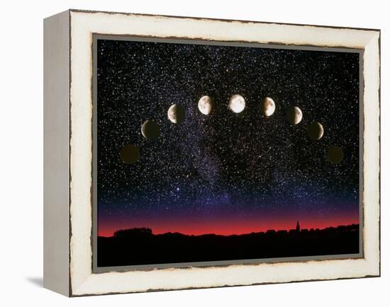 Composite Time-lapse Image of the Lunar Phases-John Sanford-Framed Premier Image Canvas