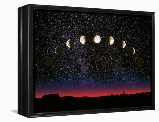 Composite Time-lapse Image of the Lunar Phases-John Sanford-Framed Premier Image Canvas