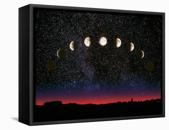 Composite Time-lapse Image of the Lunar Phases-John Sanford-Framed Premier Image Canvas