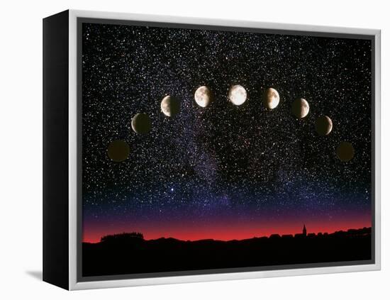 Composite Time-lapse Image of the Lunar Phases-John Sanford-Framed Premier Image Canvas