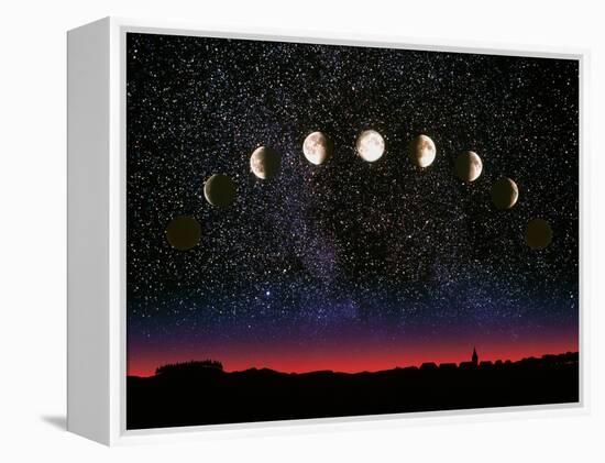 Composite Time-lapse Image of the Lunar Phases-John Sanford-Framed Premier Image Canvas