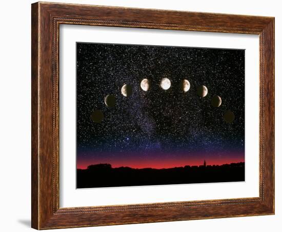 Composite Time-lapse Image of the Lunar Phases-John Sanford-Framed Photographic Print