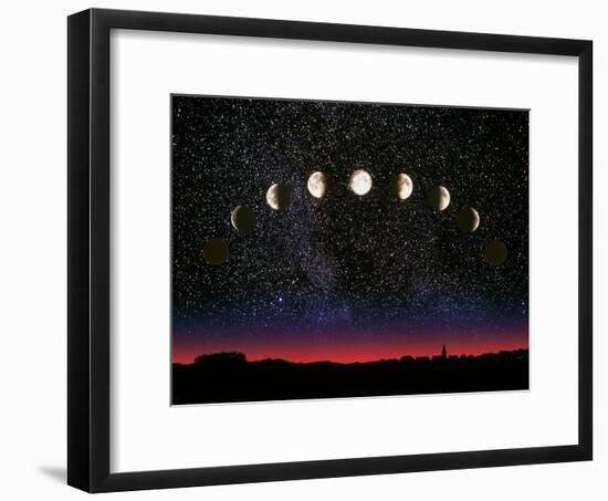 Composite Time-lapse Image of the Lunar Phases-John Sanford-Framed Photographic Print