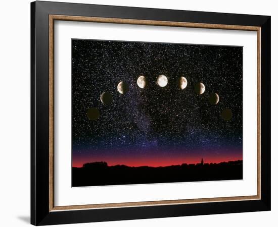 Composite Time-lapse Image of the Lunar Phases-John Sanford-Framed Photographic Print