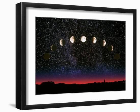 Composite Time-lapse Image of the Lunar Phases-John Sanford-Framed Photographic Print