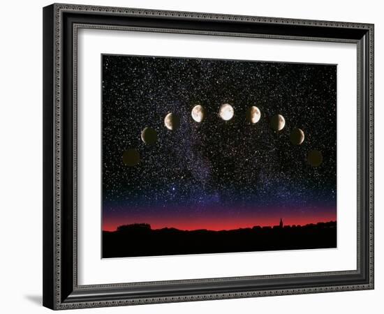 Composite Time-lapse Image of the Lunar Phases-John Sanford-Framed Photographic Print