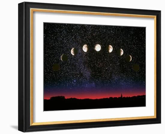 Composite Time-lapse Image of the Lunar Phases-John Sanford-Framed Photographic Print