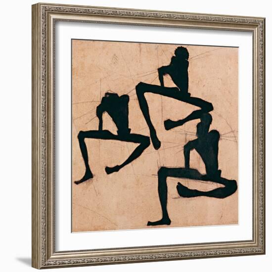 Composition Avec Trois Hommes Nus - Composition with Three Male Nudes - by Egon Schiele (1890-1918)-Egon Schiele-Framed Giclee Print