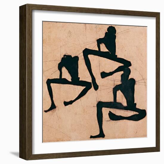 Composition Avec Trois Hommes Nus - Composition with Three Male Nudes - by Egon Schiele (1890-1918)-Egon Schiele-Framed Giclee Print