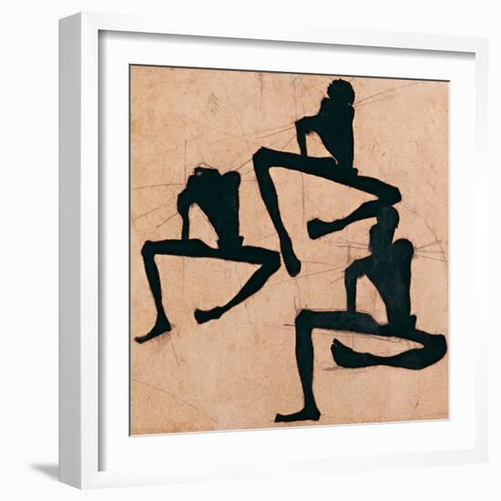 Composition Avec Trois Hommes Nus - Composition with Three Male Nudes - by Egon Schiele (1890-1918)-Egon Schiele-Framed Giclee Print