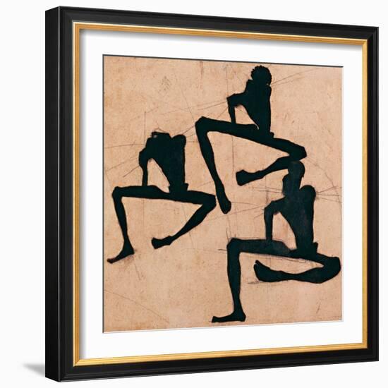 Composition Avec Trois Hommes Nus - Composition with Three Male Nudes - by Egon Schiele (1890-1918)-Egon Schiele-Framed Giclee Print