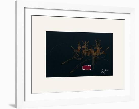 Composition Fond Noir-Georges Mathieu-Framed Serigraph