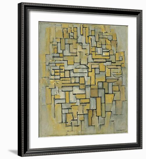 Composition in Brown and Gray (Gemälde no. II : Composition no. IX : Compositie 5), 1913-Piet Mondrian-Framed Art Print