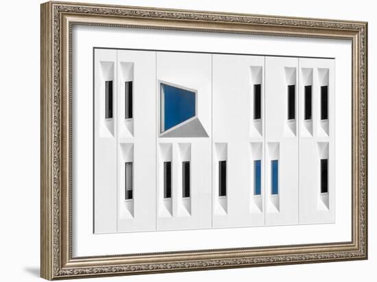Composition in White, Black and Blue-Michiel Hageman-Framed Photographic Print