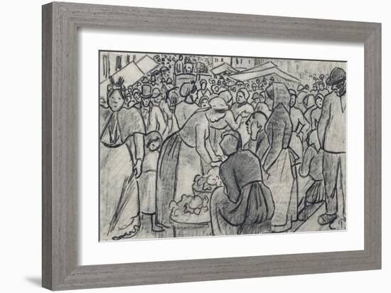 Compositional Study for 'Market of Gisors (Rue Cappeville)' with a Study of a Woman's Head Seen in-Camille Pissarro-Framed Giclee Print
