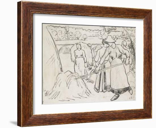 Compositional Study of Harvesters in a Landscape-Camille Pissarro-Framed Giclee Print