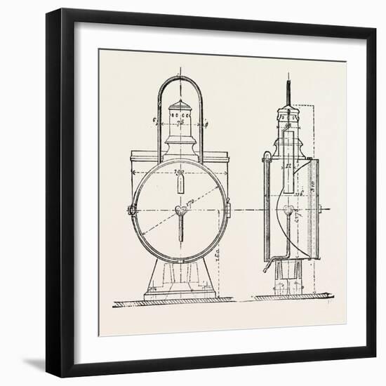 Compressed Oil Gas for Lighting Cars, Steamboats, and Buoys: Locomotive Headlight, 1882-null-Framed Giclee Print