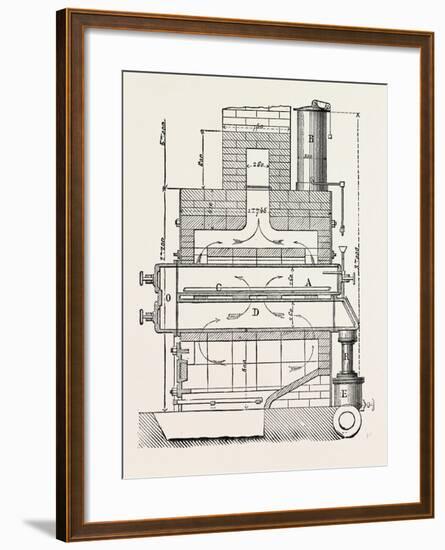 Compressed Oil Gas for Lighting Cars, Steamboats, and Buoys: Section a Furnace, 1882-null-Framed Giclee Print