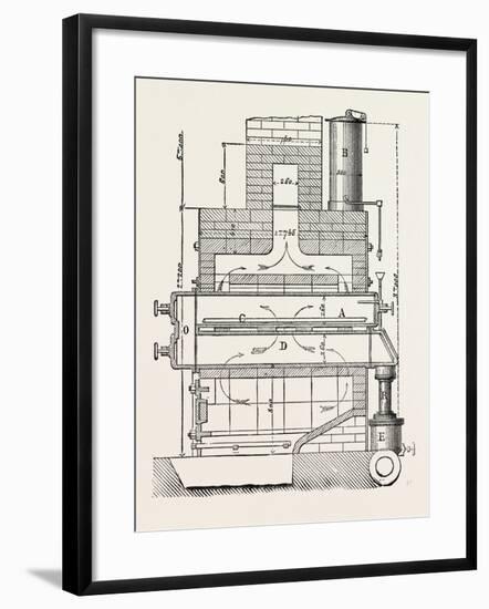 Compressed Oil Gas for Lighting Cars, Steamboats, and Buoys: Section a Furnace, 1882-null-Framed Giclee Print