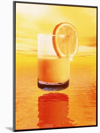 Computer Art of Glass of Orange Juice & Orange Sea-Victor Habbick-Mounted Photographic Print