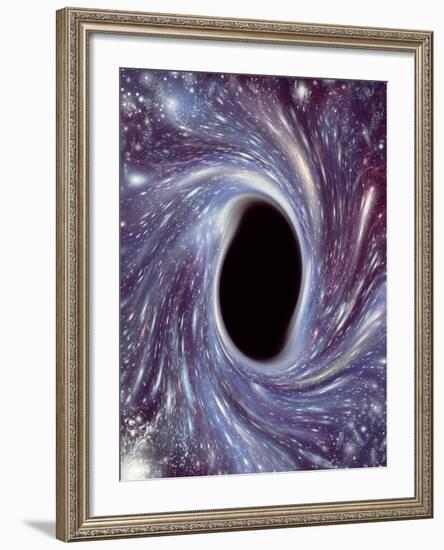 Computer Artwork of a Black Hole Against Starfield-Mehau Kulyk-Framed Photographic Print